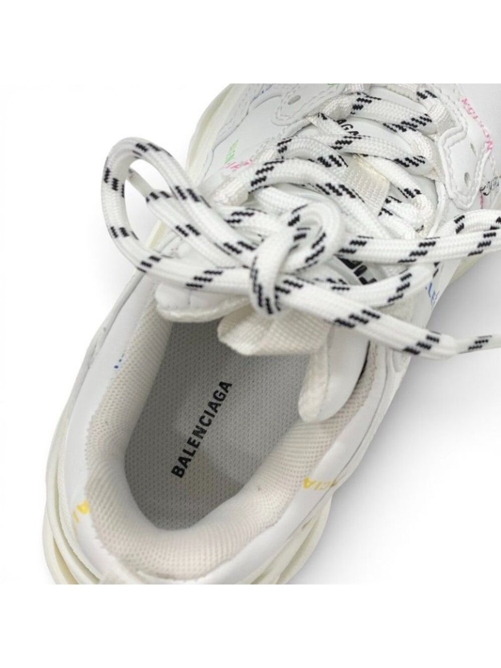 Balenciaga Triple S Sneakers Shoes Leather White Multicolor Logo - Picture 7 of 10